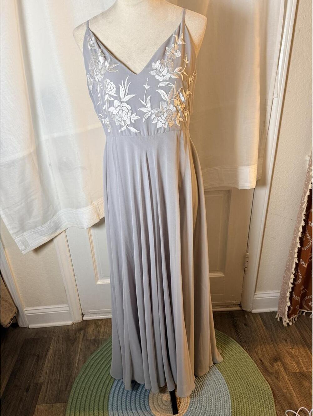BHLDN Sadia Dress, Anthropologie, Fog, Size 12, Maxi, Formal Gown